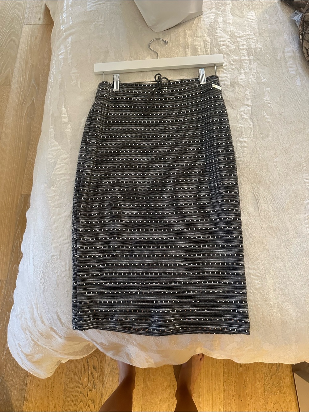 St. John Striped Knit Pencil Skirt in Charcoal Gray - Picture 3 of 6